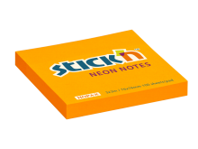 Samolepic bloek Stick'n by Hopax, 76 x 76 mm, neon oranov, 100 lstk