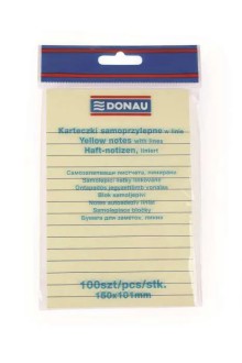 Samolep�c� blo�ek DONAU linkovan�, 101 x 150 mm, �lut�, 100 l�stk�