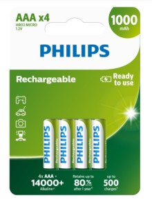 Baterie nab�jec� Philips, AAA, 4ks