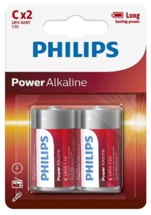 Baterie Philips Power Alkaline, C, 2ks