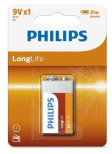 Baterie Philips LongLife, 9V, 1ks