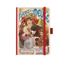Z�pisn�k Premium Alfons Mucha A5, nelinkovan�, r��ov�